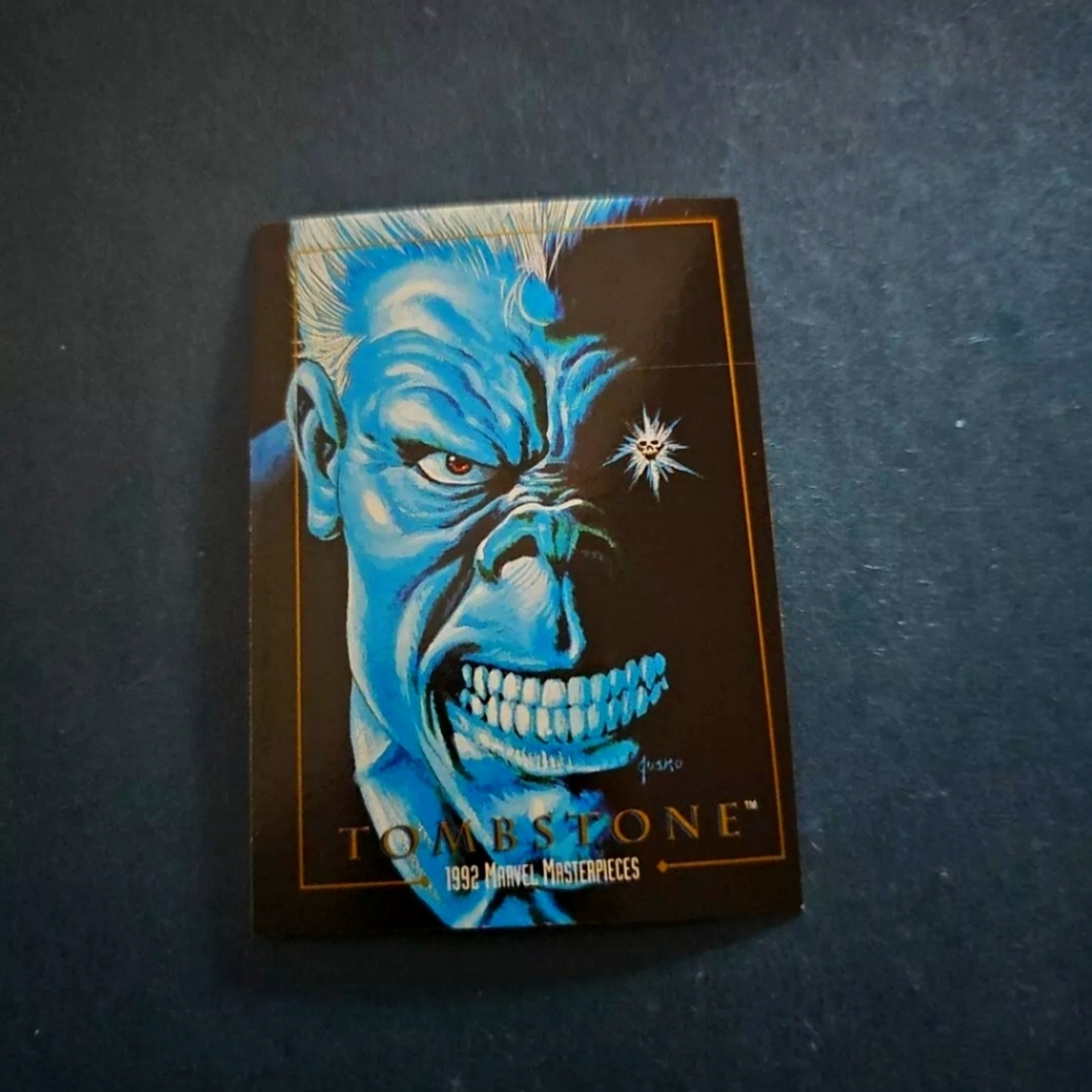 1992 Marvel Masterpiece Tombstone error cut trading card